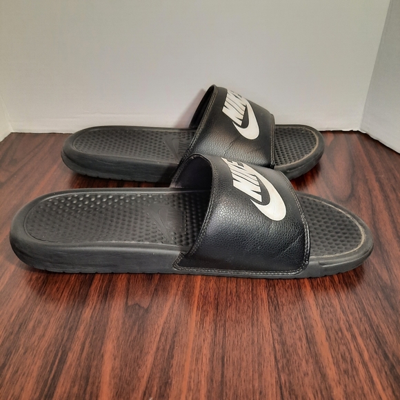 Nike Benassi JDI Mens Size 13 Slides Black White Sandals Flip Flop 343880-090 - Picture 4 of 10